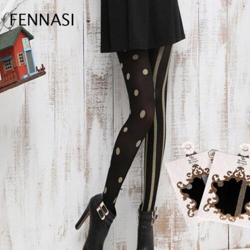 FENNASI Womens Compression Stockings Nylon Stockings Stripe Dots Anti Hook Nylon Medias Women Tights Pantyhose Female Porn