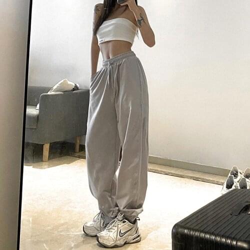 Women Sweatpants Solid Long Pant Baggy Oversize Sports Pants Balck Trousers Gray Female Lace Up Casual High Waist Joggers Befree