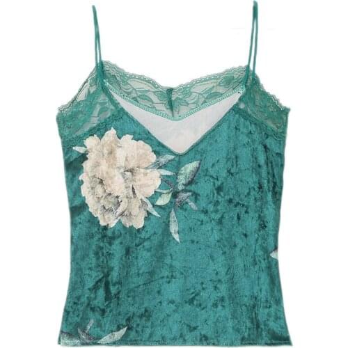 Black White Pink Sexy V Neck Lace Flower Side Lady Cami Top Summer Spaghetti Strap Floral Print Camisole Women