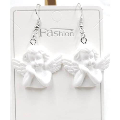 1 Pair of Creative Cute Cupid Angel Retro Angel Pendant Earrings Punk Jewelry Cool Girl Girl Friendship Gift