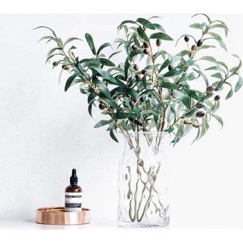 1Pc Artificial Olive Branch with Fruits Fake Plant Home Decor Photography Props DIY Home Wedding Forest Style Decorations
