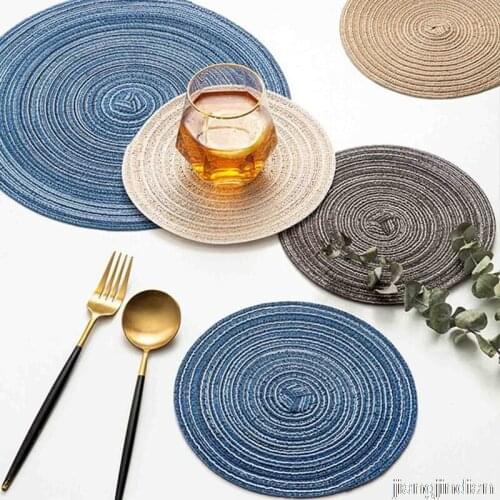 1pc Round Ramie Insulation Pad Solid Placemats Linen Non Slip Table Mats Kitchen Accessories Decoration Home Pad Coaster