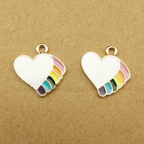10pcs 18x19mm enamel heart charms for jewelry making earring pendant bracelet necklace charm