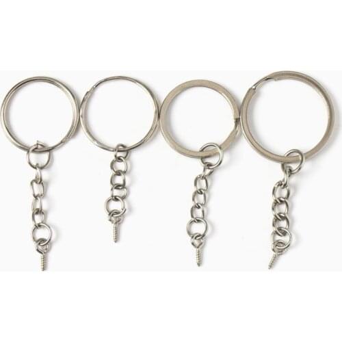 1 Pack/lot 25mm 30mm Length Key Chains Key Ring Silver Color Round Split Keyrings Keychain for Bags Jewelry Making Materrials