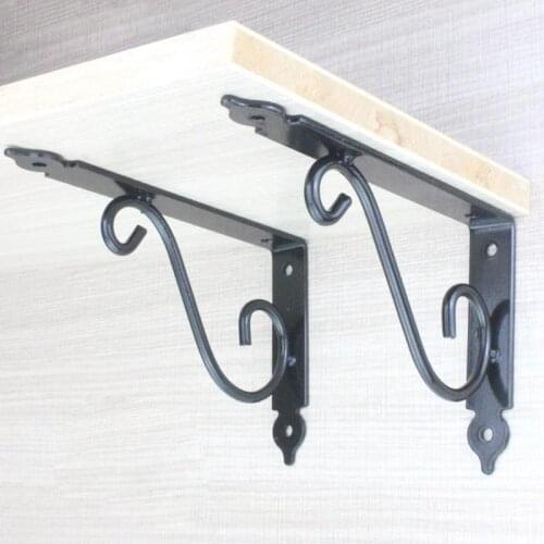 15cm Thick European-style Wrought Iron Triangle Bracket Wall Desktop 90 Degree L Angle Rack Single-layer Board Rack Bracket