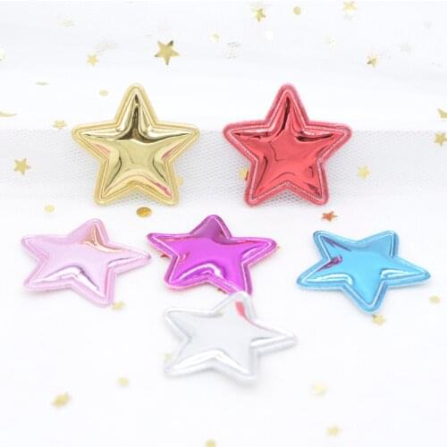 20Pcs/lot 35mm PU Fabric Patches Padded Star Shape Felt Garment Appliques for Hair Hat Decor Giftbox Cake Topper Ornament H21