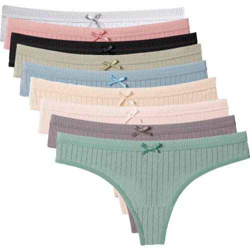 3PCS/Set G-string Panties Cotton Womens Underwear Sexy Panties Female Underpants Thong Solid Color Pantys Lingerie M-XXL Design