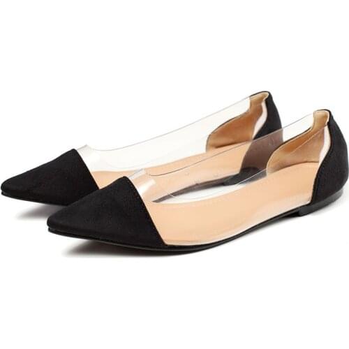 Brand Designer Transparent Flats for Women Female Dress Flats Pointed Toe Pumps Ladies Wedding Party Office Shoes