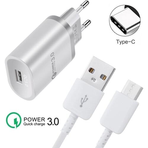 Fast Charger Phone Adapter For Samsung A90 A80 A50 A40 A20 M20 M30 HTC U11 U12 Plus 5V 2A Type-c USB Charging Cable