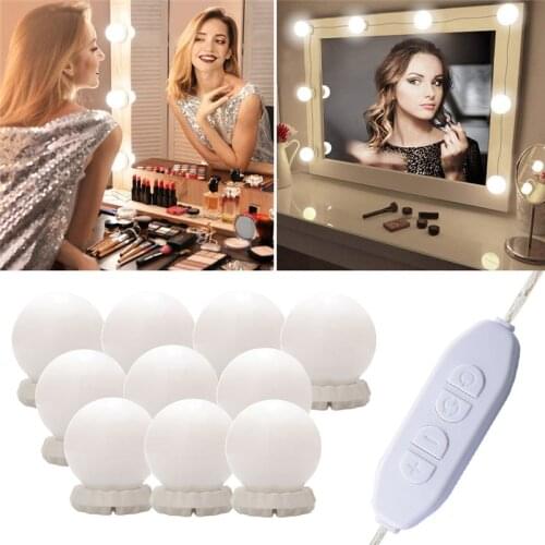 Led Makeup Mirror Light Bulb Hollywood Makeup Vanity Lights USB Wall Lamp 10 Pcs Dimmable Dressing Table Mirror Lamp