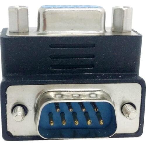 DSUB D-SUB RS232 9Pin Male to Female Down Right Angled 90 Degree Extension Adapter For Display Projector Computer