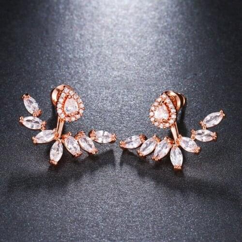 Ekopdee Unique Fly Design Wedding Jewelry Cubic Zirconia Stud Earrings For Women Fashion Elegant Zircon Earring Female Gift New