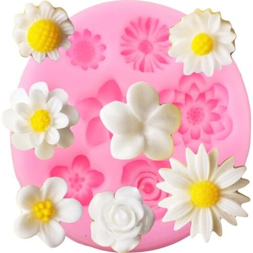 Fairy Garden Flower Silicone Mold Rose Wedding Cupcake Topper Fondant Cake Decorating Tools Cookie Candy Chocolate Gumpaste Mold