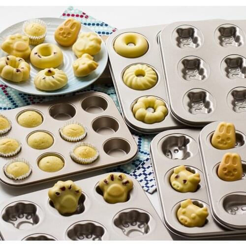 6 Cavity Baking Pan Carbon Steel Cake Baking Mold Baking Tray Non-Stick Muffin DIY Cartoon Cake Pan Mould Bakeware Pan Molds