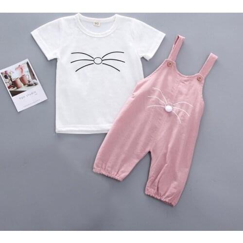 IENENS Baby Toddler Short Sleeve T-shirt + Overalls Clothes Set Summer Kids Suspender Pants Clothing Outfit Suit 0-4 Years