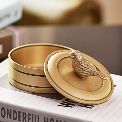 Exquisite handmade pure copper ashtray Perfect build classic dragonfly bird copper jewelry box