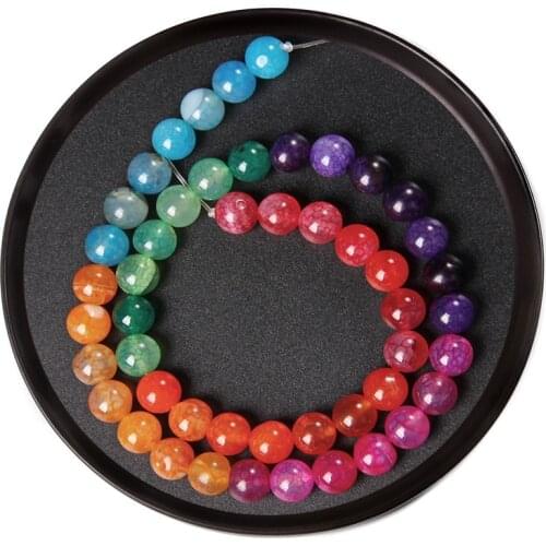 7 Chakra Stone Beads Dragon Veins Agates Beads For Jewelry Energy Balance Making DIY Yoga Meditation Bracelet Necklace 6 8 10MM