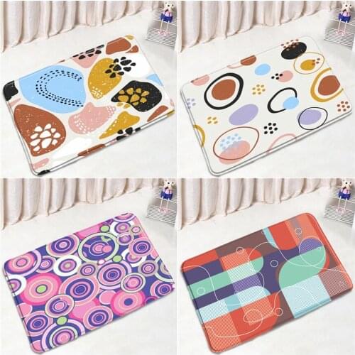 Abstract Art Bath Mats Creative Geometric Design Nordic Home Entrance Door Pad Bathroom Floor Mat Non-slip Rug Carpet Decoration