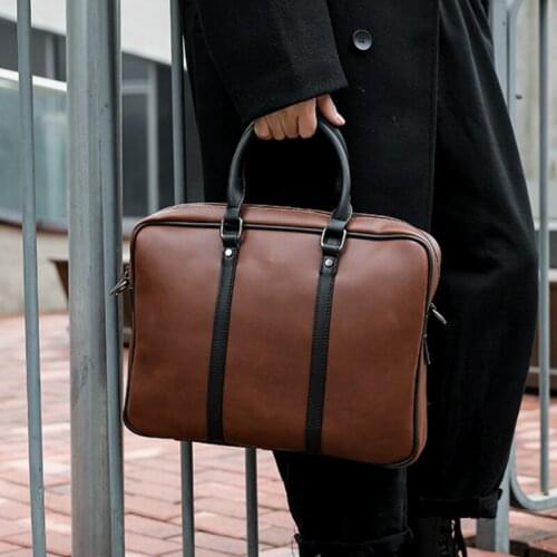 Tidog korea Retro Leather fashion postmans shoulder business bag