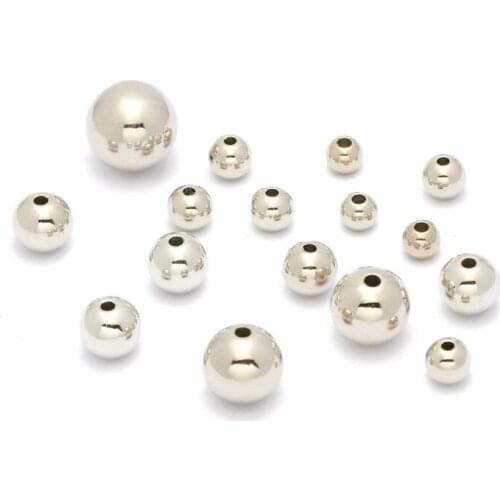 30-400pcs 3 4 6 8 10 12mm Rhodium Plated CCB Beads Round Seed Spacer Loose Beads For Jewelry Making Handmade DIY Bracelet