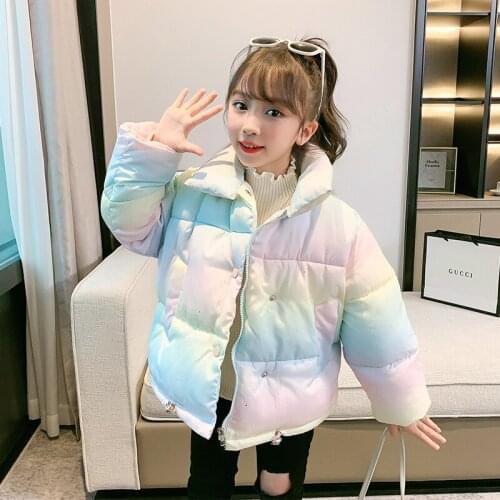White duck down childrens cotton padded jacket 2020 winter new childrens down jacket bright face hooded boys and girls' jacket