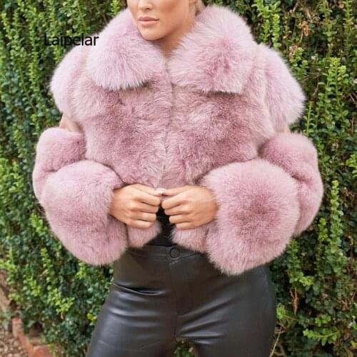 Full Sleeve Short Fashion Fur Jacket Winter Women Clothes High Quality overcoat Plus Size Thicken Warm Long Coats Female