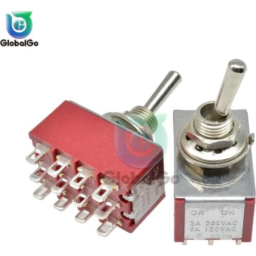 MTS-403 Mini Miniature Toggle Switch 12pin 3 Position 4PDT Rocker Switch On-On On-Off-On 120V 5A 250V 2A 13*22MM