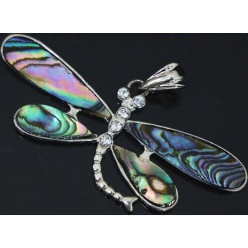 Fashion Classic Chain Pendant Natural Abalone Shell Dragonfly Pendant Approx 21x55mm Animal Design Fashion Diy Jewelry B1113