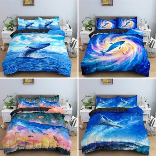 Marine Animal Duvet Cover Set Shark Bedding Set With Pillowcases Twin Full Queen King Size Comforter Cover Home Textiles