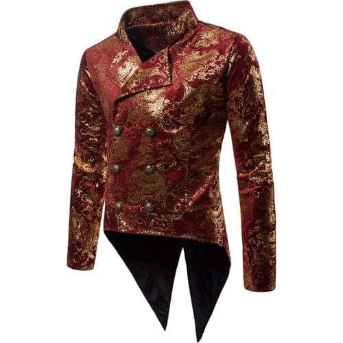 Men Fashion Gold Hot Stamping Print Luxury Blazer Stage Performance Floral Tuxedo Blazer Men Party Evening Dress Costume