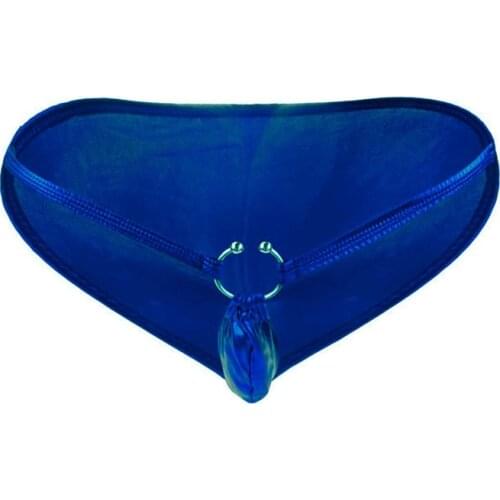 Men Sexy Underwear Faux Leather Panties Briefs With Metal Ring Small Pouch ZJH1029