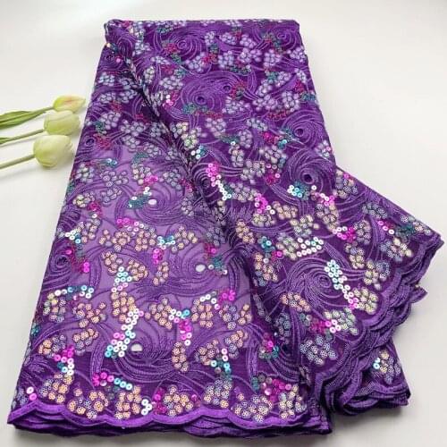 New African 2021 Organza Lace Fabric French Cord Sequins Embroidery For Nigerian Party Dres