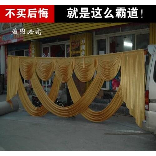 2017 New Design Luxurious Decoration Golden Wedding Swag Wedding drape Wedding venue decoration Backdrop3*6M party drapery