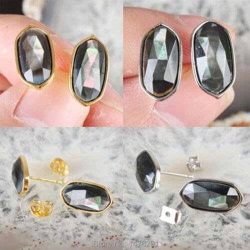 Charm Colorful Mother Of Pearl Oval Cut Faceted Earring 1 Pair