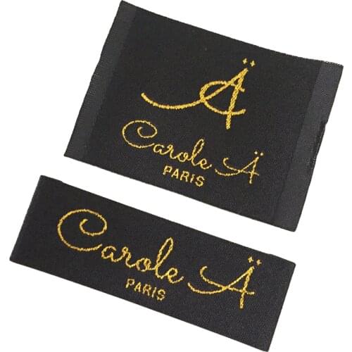 Wholesale Cheaper Custom Gold Logo Fashion Tags Woven Label For Clothing