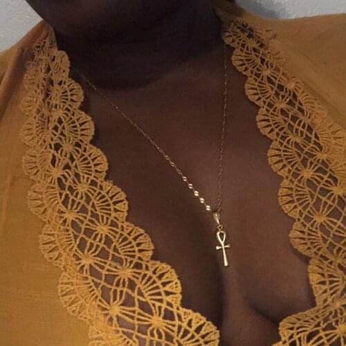 The Egyptian Cross Pendant Necklace for Women Gold Silver Color Clavicle Chain 2020 Fashion Jewelry Short Necklaces Female New