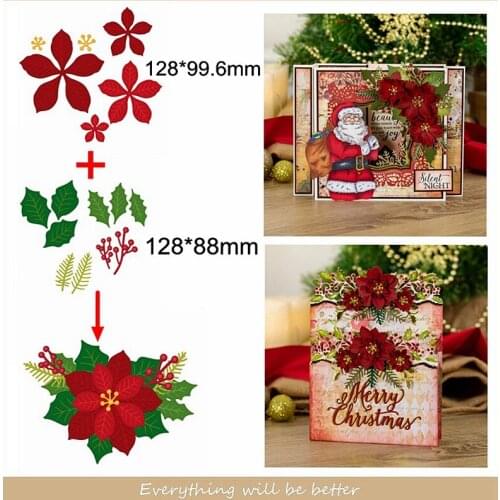 Merry Christmas Mix Flower Leaves Frame Metal Cutting Dies Diy for Scrapbook Craft New Stencils Decorate Cards Make Album Craft