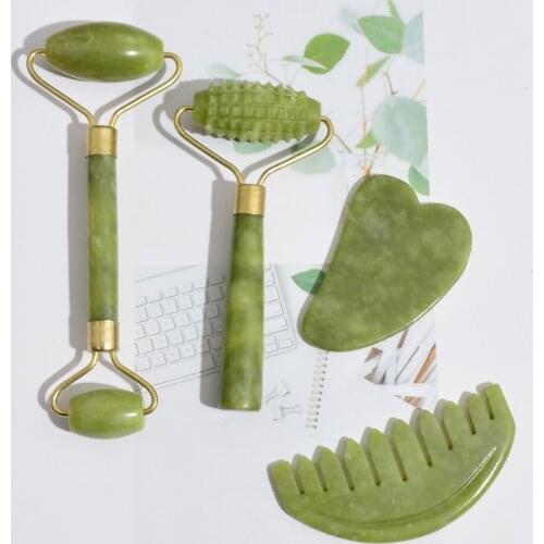 Scraper For Face Massager Face Jade Roller set Quartz Roller Natural Jade Stone Comb Guasha Natural Stone Anti Wrinkle Beauty