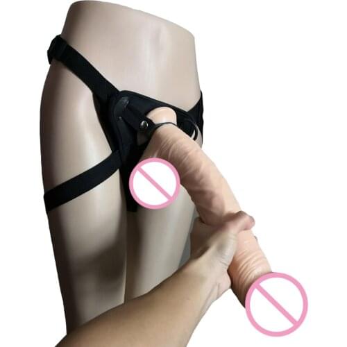 33.5*5.5CM Lesbian Strapon Giant Huge Dildo & Anal Plug Strap On Harness Super Soft Realistic Penis Adult Sex Toys For Women