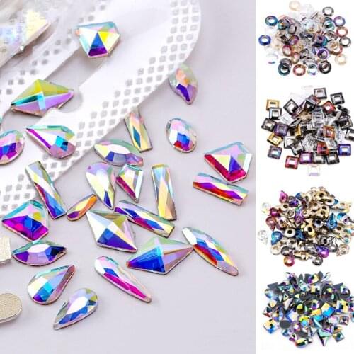Women Flat-bottomed Special-shaped 3D Nail Art Rhinestones 100 Mixed Diy Nail Diamond Accessories Nail Flat-bottom Rhinestones