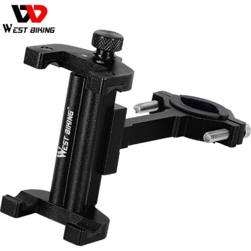 WEST BIKING Aluminum Alloy Bike Mobile Phone Holder Adjustable Bicycle Phone Holder Non-slip MTB Phone Stand Cycling Accessories