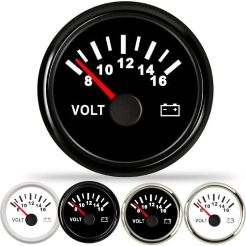 Boat Volt Meter Gauge Car Voltmeter 52mm fit Mairne Yacht Motorcycle Car Voltmeter Gauges 8-16 Volts With Red Backlight 9-32V