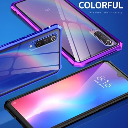Xiaomi Mi 9 Xiaomi9 Bumper Clear Tempered Glass Back Cover with Aluminum Metal Bumper Frame Case for Xiaomi Mi9 M9 Metal Cover