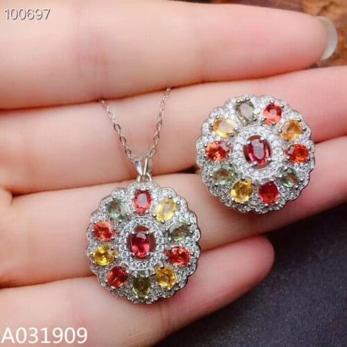 KJJEAXCMY boutique jewelry 925 sterling silver inlaid Natural Colored sapphire ring pendant suit support detection fashion