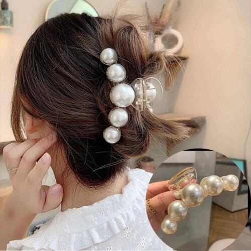 AWAYTR Woman Classic Big Pearl Hair Claws Fashion Hair Clips Crab Girls Hair Accessories Hairpins Female Ornament Hairgrip