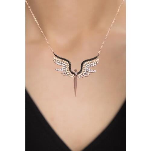 Female Angel Model Zircon Stone 925 Sterling Silver Necklace PP2346