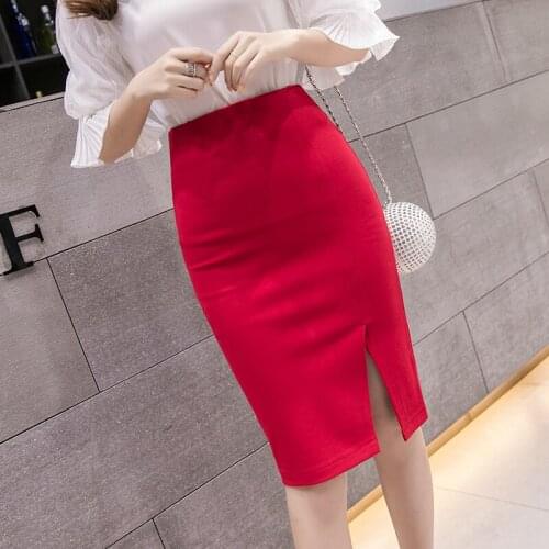 Summer Autumn Mid-Length High-Waist Elegant Casual Commuter Style with Hip-Wrapped Nylon Cotton Work Skirt for Women 2021 A061