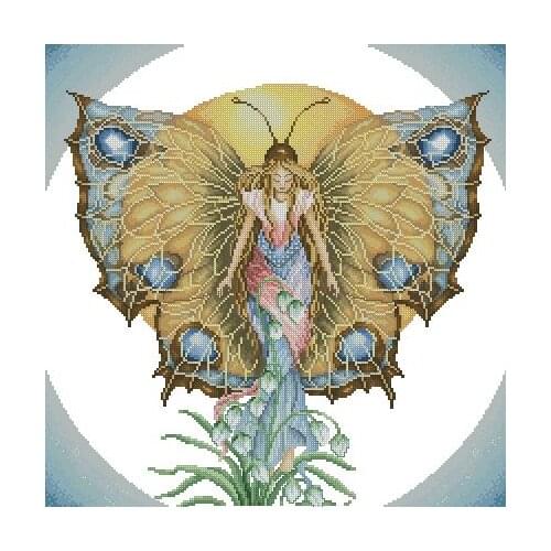 Gold Collection Counted Cross Stitch Kit Day Goddess Sun Butterfly Fairy and Lily Flower