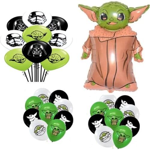 Star Wars kawaii Balloons Figure Toys Green Baby Yoda Warrior Robot Foil Balloon Kids Boys Happy Birthday Party Decor Toys