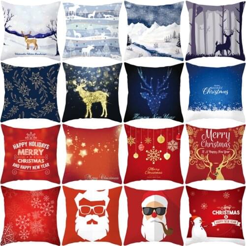 1PCS 45x45cm Cotton Linen Merry Christmas Cover Cushion Christmas Decor for Home Happy New Year Decor Xmas Gift